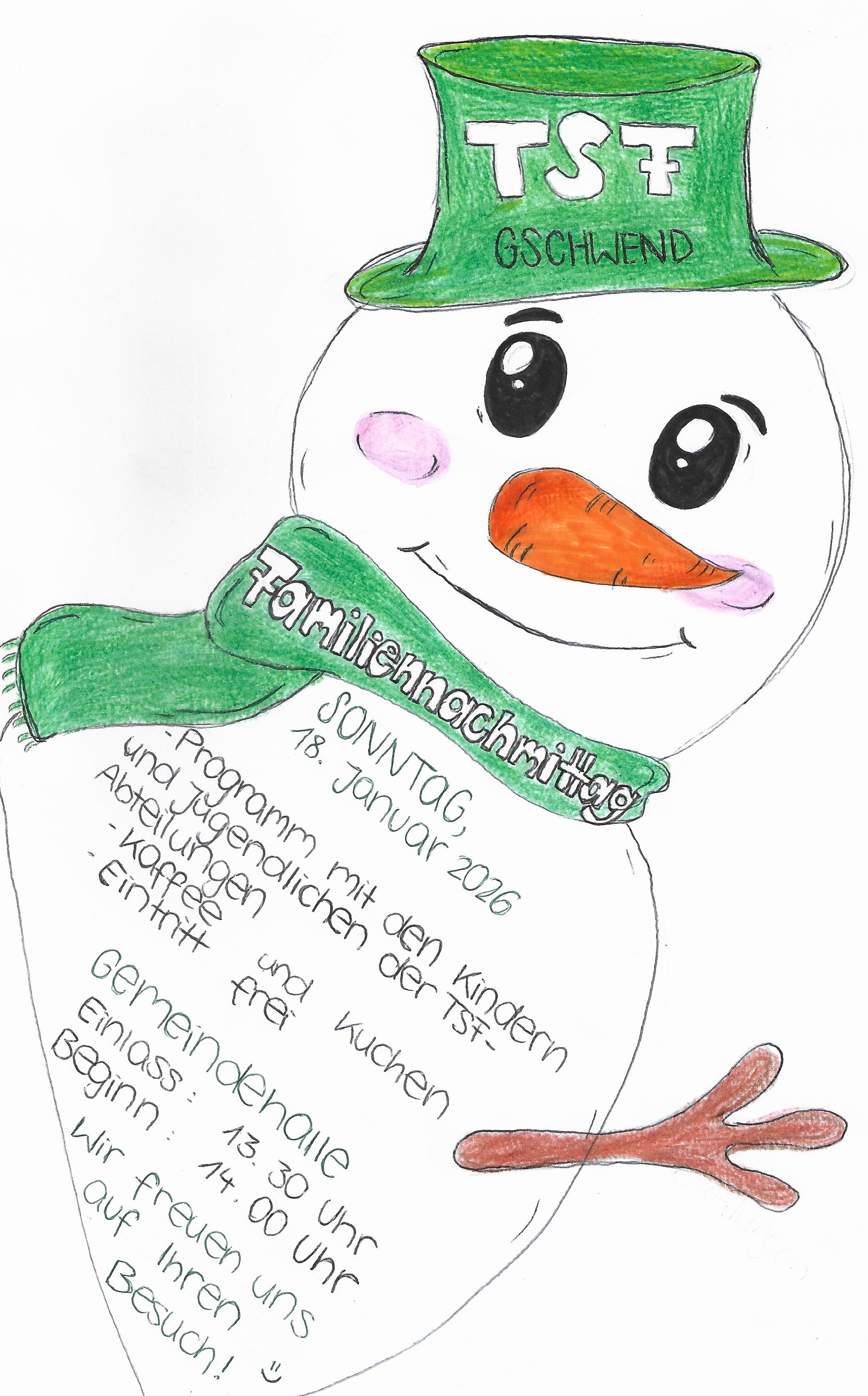 Werbung Schneemann Familiennachmittag